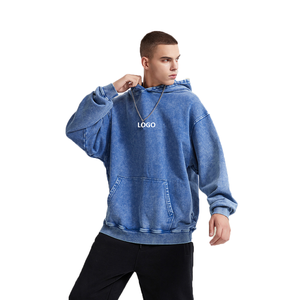 Sweat à capuche personnalisé surdimensionné lavé à la pierre et lavé à l'acide Sweat-shirt vintage sérigraphié pour l'hiver - Product Image 6