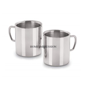 Tasse à café en métal à double paroi en acier inoxydable avec poignée de tasse polie et brillante Tasse au design tendance à la mode - Product Image 6