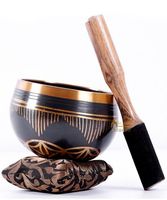 Accueil Bouddhisme Méditation Gong Zen Yoga Bol Ensemble Sacré Dharma Moines Bâton en Bois Métal Acier Laiton Bol Chantant Pratique