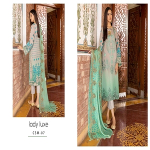Últimos Vestidos de Novia de Lujo Marca Charizma Bordados para Dupatta de Chifón Sin Coser Largos Hasta el Suelo para Mujer Estilo Indio Pakistaní - Product Image 6