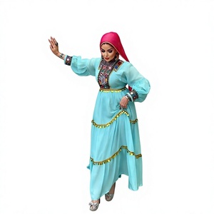 Collection exclusive de robes Kuchi à manches longues, style tribal afghan vintage, en mousseline de soie, brodées à la main, avec fermetures éclair, coupe trapèze. - Product Image 1