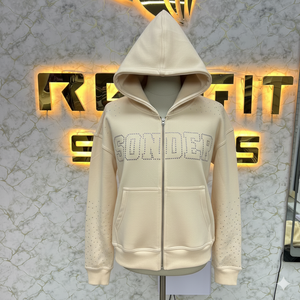 เสื้อฮู้ดสำหรับผู้ชายบริการ OEM มีอัตราการปรับได้พิมพ์ลายมีซิป - Product Image 4