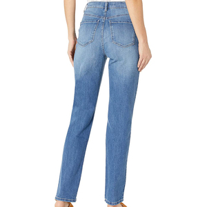 Jeans de Mezclilla Desgastados de Cintura Alta con Logotipo Personalizado OEM para Mujer, Pantalones Acampanados Azules con Plumas, Talla Grande, Moda de Invierno OEM 2025 - Product Image 2