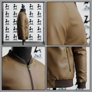 Blouson Bomber en PU pour Homme, Couleur Unie, Col Rabattable, Fermeture Éclair, Coupe-Vent, Vêtement Casual d'Automne, Blouson Chaud en Toile - Product Image 4