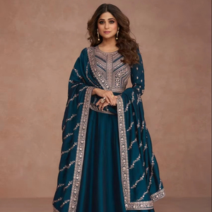 Dernière robe fantaisie Anarkali imprimée numérique en soie georgette - Product Image 1