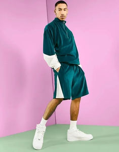 OEM Custom <b>Top</b> Quality Joggers Men Velvet Tracksuits Wholesale <b>Short</b> Sleeves Velour Tracksuits Men <b>Short</b> <b>Set</b> - Product Image 2