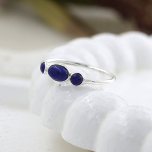 925พลอย Lapis Lazuli สีน้ำเงินแบบเรียบง่ายแหวนเงินแท้ทำด้วยมือเครื่องประดับสำหรับสาวๆขายส่งจำนวนมาก - Product Image 2