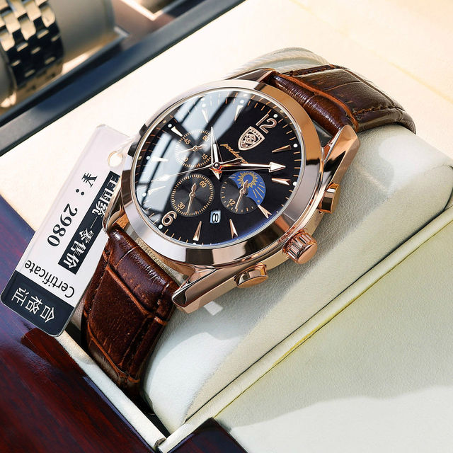 POEDAGAR 829 New Sport Men Watch Top Brand Luxury Waterproof Male Clock Genuine Leather Stainless Steel Quartz Date Wristwatch