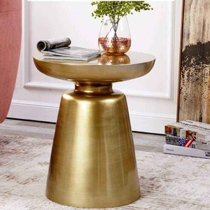 Mesa auxiliar moderna Zephyr de la mejor calidad, acabado dorado con base de pedestal para sala de estar y uso en oficina, precio de fábrica - Product Image 2