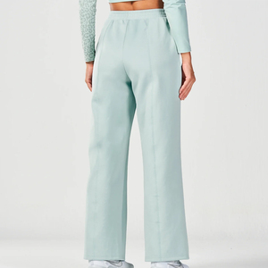 Pantalon évasé femme taille haute été élastique Yoga exercice Gym couleur unie multifonctionnel confortable pantalon - Product Image 3