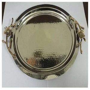 Bandeja de lujo Diseño floral de aluminio Color plata Bandeja de metal de la mejor calidad para la venta Decoración de mesa de boda Bandeja de servicio de lujo - Product Image 4