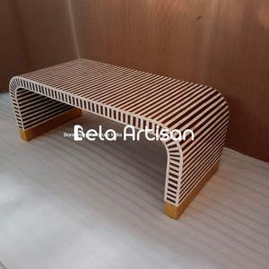 Escritorio con Incrustaciones de Hueso |   Diseño de Cascada Verde |   Mesa de Estudio Curva |   Escritorio de trabajo con almacenamiento |   Consola Hecha a Mano. - Product Image 2