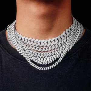 VVS moissanite cuban link chain <b>necklace</b> <b>mens</b> 925 <b>silver</b> iced out hip hop jewelry diamond tester pass 6mm to 15mm - Product Image 1