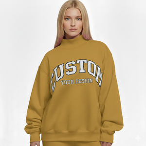 Sudadera de Mujer con Cuello Alto y Hombros Caídos, Diseño Personalizado 2025, Algodón de Alta Calidad, Logotipo Frontal, Felpa Ecológica - Product Image 1