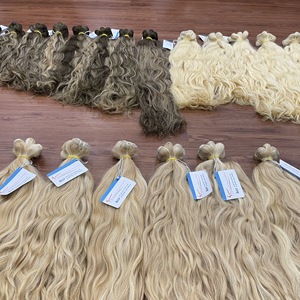 Extensions de cheveux ondulés vietnamiens Blond clair et couleur piano instantanément disponibles cheveux de trame de machine - Product Image 1