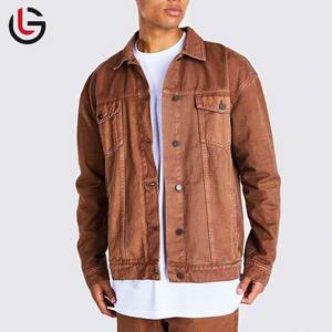 Chaqueta vaquera Vintage de algodón 100% con diseño personalizado de alta calidad, chaqueta vaquera con estampado de retazos y etiqueta lavada - Product Image 3