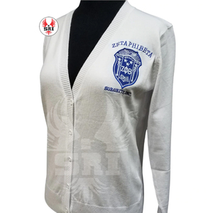 Zeta Phi Beta Sorority bordado mujeres acrílico cárdigan | Zeta Sorority bordado señoras por encargo acrílico cárdigan suéter - Product Image 6