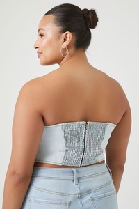 Tallas grandes Floral Denim Tube Top 2025 Precio bajo Alta calidad Transpirable Mujeres Denim Jeans Tube Top camisa de mujer al por mayor - Product Image 4