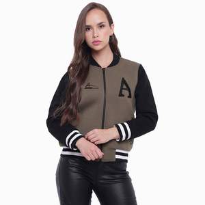 Latest Fashion Varsity Jackets for <b>Women</b> Double Color Design With Leather Sleeves Winter Wear Jackets OEM Service - Product Image 5