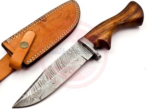 Cuchillo de caza de acero damasco, mango de madera, cuchillos de caza para acampar con mango de madera, cuchillos personalizados - Product Image 5