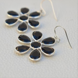 Boucles d'oreilles pendantes en argent sterling 925 certifiées à la main pour femmes en onyx noir - Product Image 2