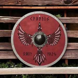 JEXMOO Bouclier Viking artisanal de 24 pouces en bois et acier à haute teneur en carbone, design de la tige centrale, avec support de personnalisation et de compatibilité - Product Image 5