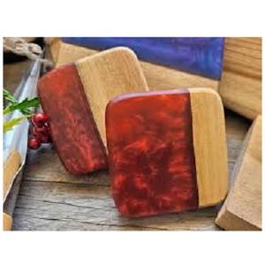Square Olive Wood Coaster Set Factory Wholesale Epoxy Resin Kitchen <b>Coffee</b> Cup Mat Heat Insulated <b>Pad</b> - Product Image 4