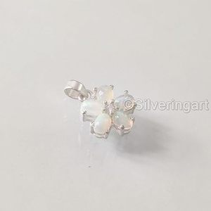 Pendentif pour femme en opale éthiopienne naturelle, forme florale, pendentif de Noël, bijoux faits à la main, pendentif en argent sterling 925 - Product Image 2