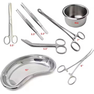 Kit d'instruments chirurgicaux pour pansements en acier inoxydable, 8 pièces, ciseaux pour pansements, pinces, gallipot et plateau pour reins, approuvé CE ISO - Product Image 5