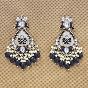Boucles d'oreilles lustre en nacre Indo Western avec placage Mehndi vente en gros et fabricant accessoire de mode - Product Image 1