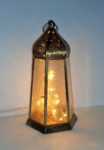 AK Brass Golden Brass Antique Metal Glass Decorative <b>Lantern</b> <b>Tealight</b> Candle Holder For Home Decor Moroccan - Product Image 4