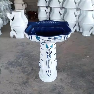 Piédestal de luxe en céramique Évier de forme carrée Support moderne Bassin sur pied unique Grand lavabo en céramique sterling - Product Image 4