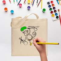Sac fourre-tout en toile 100 % coton réutilisable, écologique, personnalisable avec logo, thème singe, niveau de base, pour enfants, utilisation promotionnelle artistique, en tissu vierge