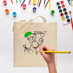 Sac fourre-tout noir de niveau débutant pour enfants, réutilisable, à colorier et à peindre - Product Image 1