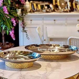 Bol à chips et à trempette en aluminium poli artisanal, feuille d'argent et feuille d'or, bord doré, décoration de table de fête, plateau à collations - Product Image 4