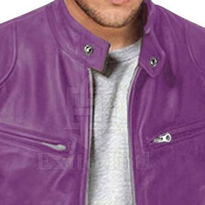 Chaqueta de Cuero de Vaca para Hombre, Corte Ajustado, Estilo Urbano, Cuello Alto, Secado Rápido y Transpirable, Alta Calidad, 2024 - Product Image 5