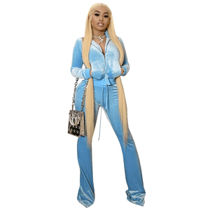 Ensemble de survêtement décontracté pour femme moderne personnalisé, pantalon de sport, jogging, haut court à manches longues en dentelle, sweat-shirt, jogging, 2 pièces - Product Image 1