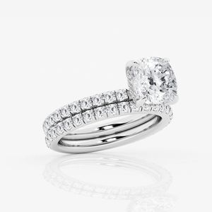 <b>Cushion</b> Cut Diamond Bridal Set <b>Ring</b> For Women - Product Image 6