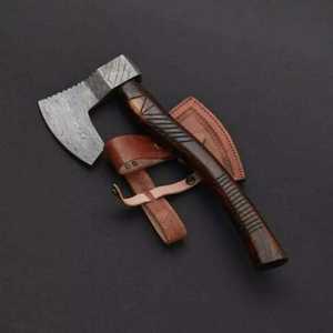 ทอมฮอว์กเหล็กดามัสกัสเกรดอุตสาหกรรมคุณภาพสูง ด้ามเหล็กดามัสกัส ใบมีด 3-4 ใบ ความยาวรวม 18 นิ้ว ใช้งานได้หลากหลาย 1 - Product Image 2