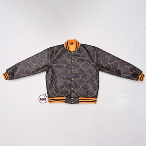 Veste en cuir PU personnalisée OEM pour hommes, style imprimé par sublimation dans la rue, mode automnale, veste universitaire Hip Hop, vêtements décontractés et amples - Product Image 3