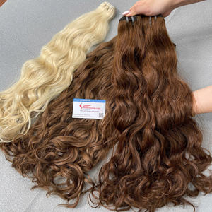 ผมต่อจากเส้นผมมนุษย์เส้นใยธรรมชาติสีน้ำตาลและสีบลอนด์ - Product Image 5