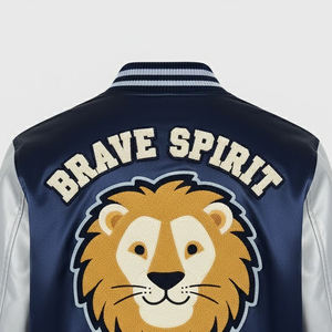 Chaqueta Universitaria de Chenilla Bordada de Alta Calidad para Hombre, Fabricante OEM, Chaqueta Universitaria de Satén con Letras Bordadas para Hombre, MOQ Bajo - Product Image 6