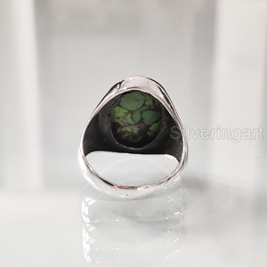 Vente en gros de bagues pour hommes, pierres précieuses turquoise et cuivre vert naturel, bague de naissance de décembre, bijoux fins gitans, bague en argent sterling 925 - Product Image 5