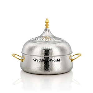 Olla de metal de lujo con cúpula de madera, cazuela de diseñador de alta calidad, calentador de alimentos de metal elegante clásico - Product Image 4