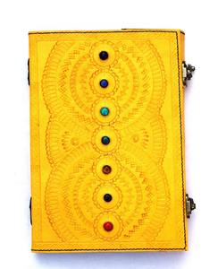 Unique Wicca Grimoire Art Journal Seven Stone Design Dream Leather con hilo de bloqueo Sillín Costura Encuadernación en espiral - Product Image 1