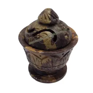 Increíble grado mejor calidad tallado a mano Mini esteatita Sindoor/Vermillion caja con tapa para el Templo del hogar y recuerdo de boda - Product Image 1