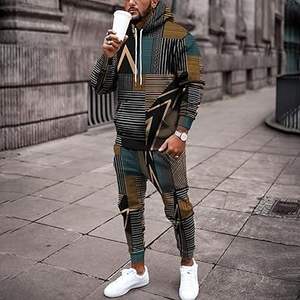 Ensemble de survêtement 2 pièces pour hommes de haute qualité personnalisé en gros à la mode graphique à manches longues à capuche et Jogging survêtement Logo hiver - Product Image 4