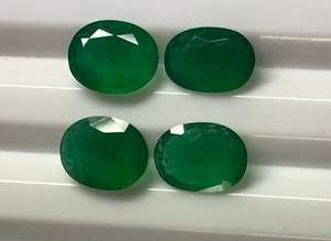 พลอยมรกตธรรมชาติจากแซมเบีย 4 ชิ้น รูปทรงวงรี สีเขียว - Product Image 4