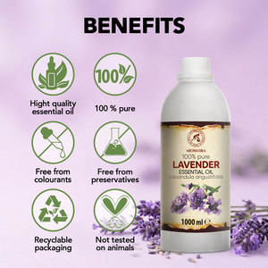 Aromatika Huile Essentielle de Lavande 100% Pure et Fraîche 1000ml, Aromathérapie Naturelle Distillée à la Vapeur, Anti-Pelliculaire, Pour la Santé Capillaire de Tous - Product Image 2