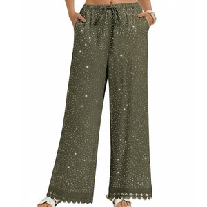 Service OEM Vêtements décontractés pour femmes Pantalons en strass pour l'extérieur Qualité supérieure Prix abordable Pantalons amples pour femmes - Product Image 1